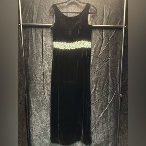 Vintage 60s Velvet Dress With Lace and Rhinestone Encrusted Waistband
